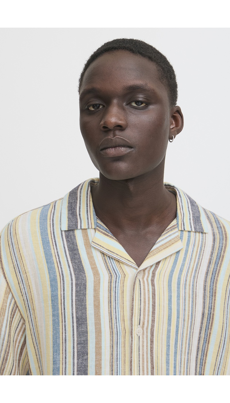 Chemise Bleu Jaune Rayure BHAKIS