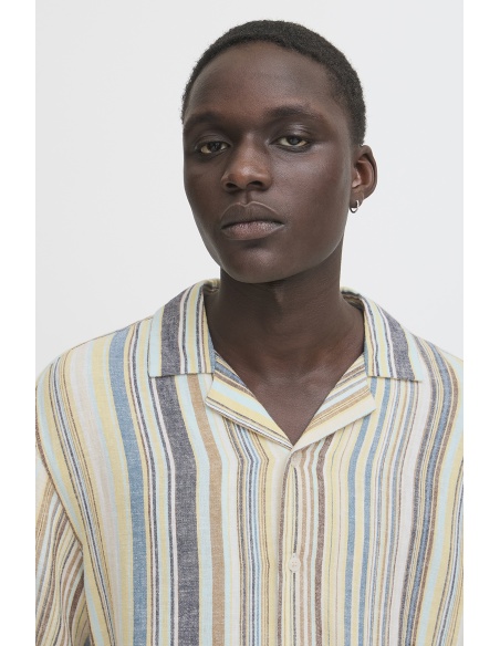 Chemise Bleu Jaune Rayure BHAKIS