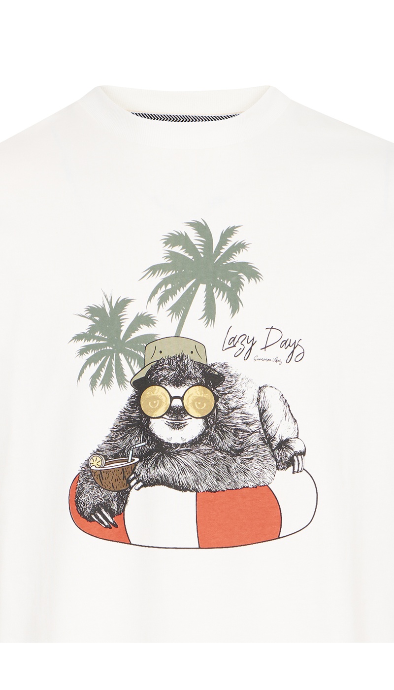 Tee Shirt Paresseux Blanc BHJERRON