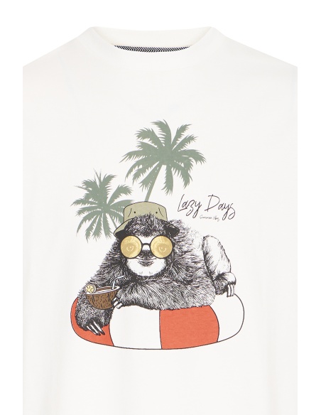 Tee Shirt Paresseux Blanc BHJERRON