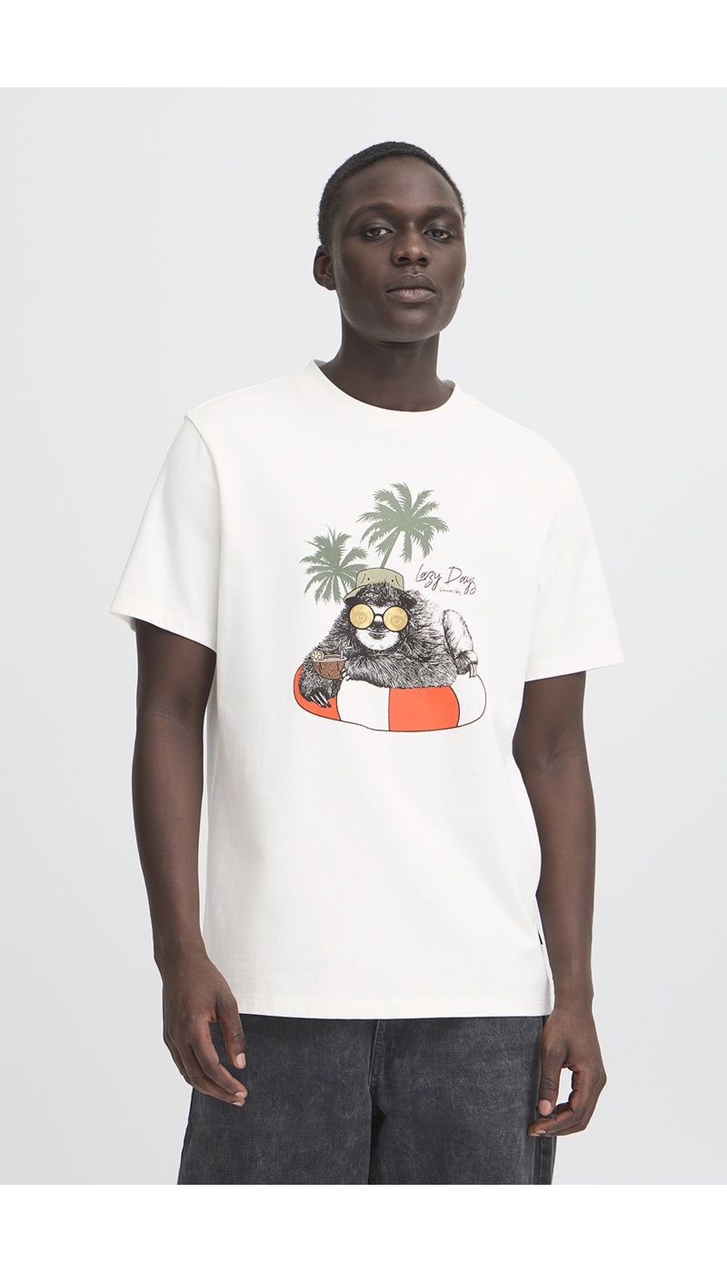 Tee Shirt Paresseux Blanc BHJERRON