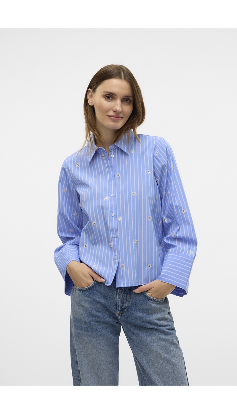 VERO MODA CORNFL BLUE CHEMISES ML