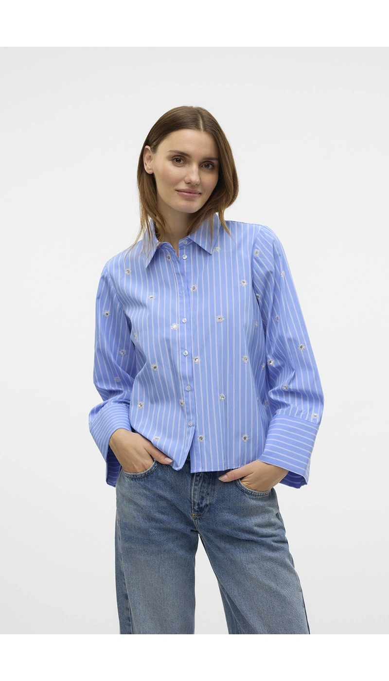 VERO MODA CORNFL BLUE CHEMISES ML