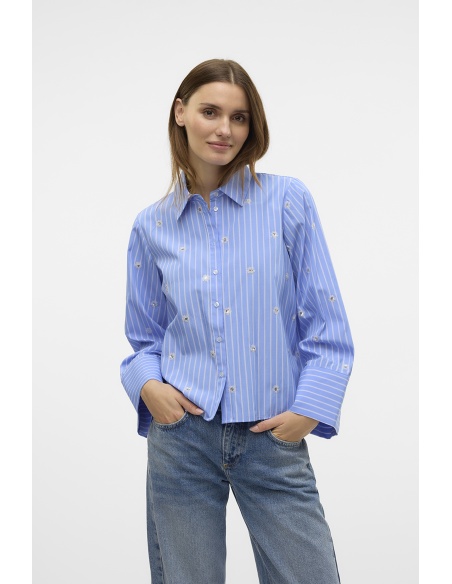 VERO MODA CORNFL BLUE CHEMISES ML