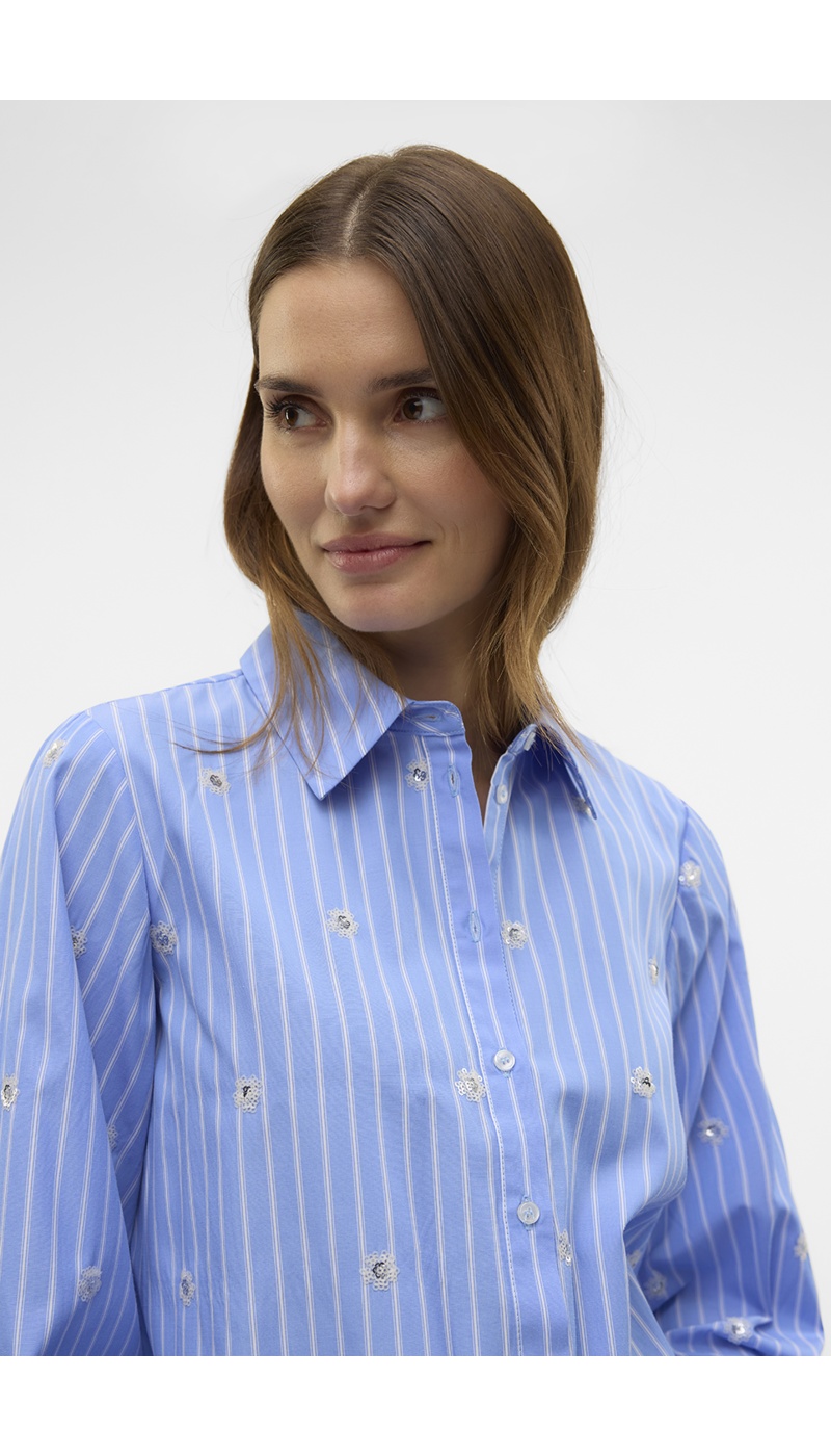 VERO MODA CORNFL BLUE CHEMISES ML