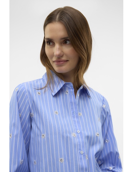 VERO MODA CORNFL BLUE CHEMISES ML