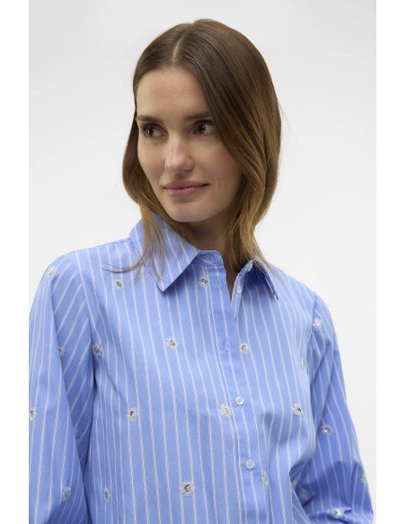 VERO MODA CORNFL BLUE CHEMISES ML