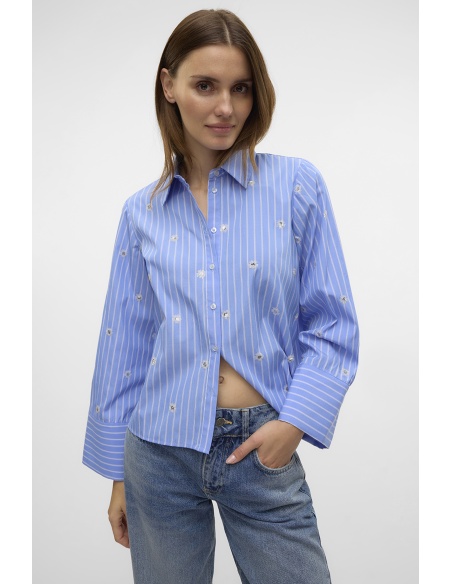 VERO MODA CORNFL BLUE CHEMISES ML