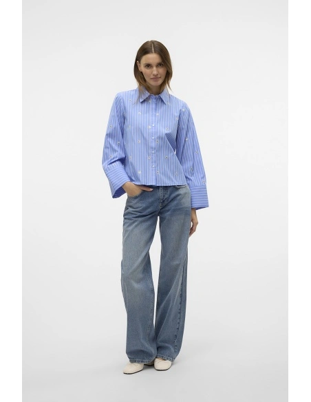 VERO MODA CORNFL BLUE CHEMISES ML