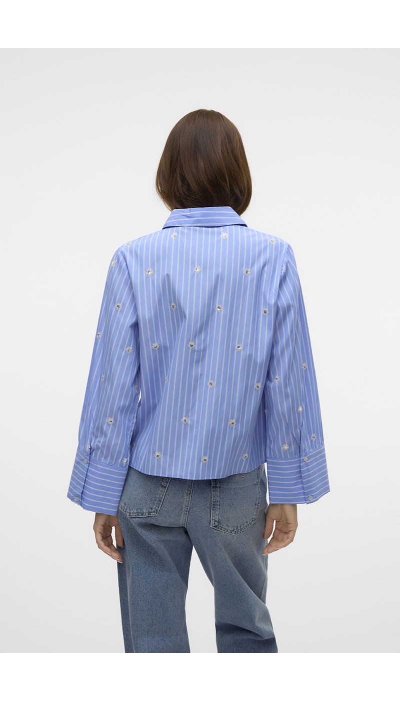 VERO MODA CORNFL BLUE CHEMISES ML