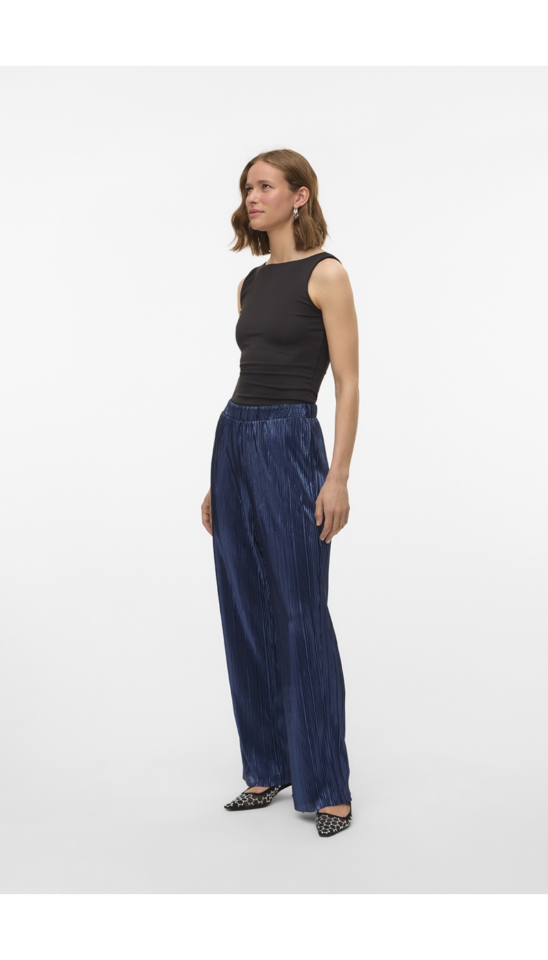 VMDUVI Vero Moda Cetim Azul-Marinho - 2 | CALÇAS