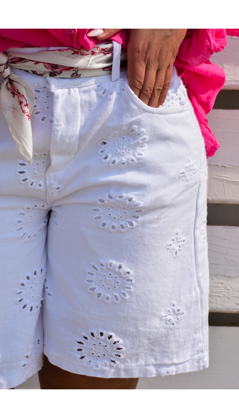 MACRAM BLANC SHORTS FEMME
