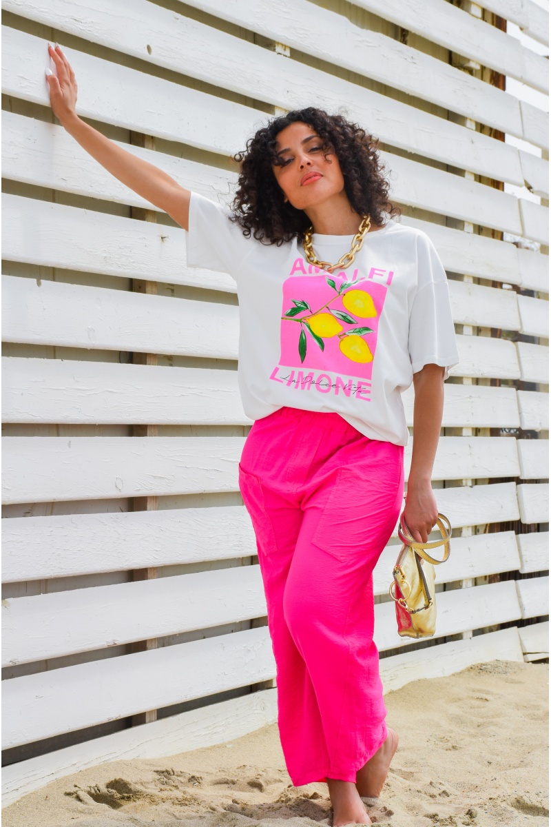 johanna toutoun POCHE FUSHIA PANTALON FEMME