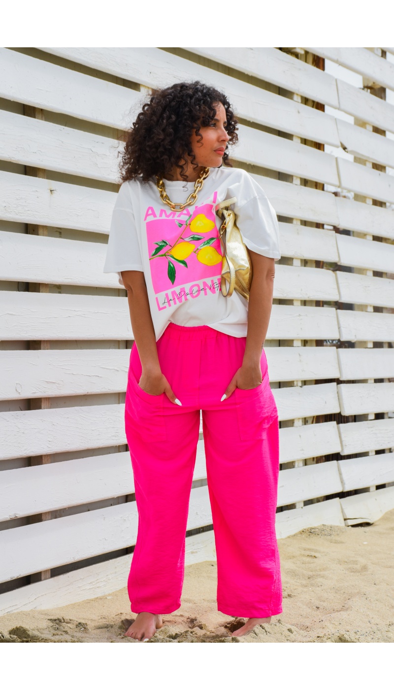 johanna toutoun POCHE FUSHIA PANTALON FEMME