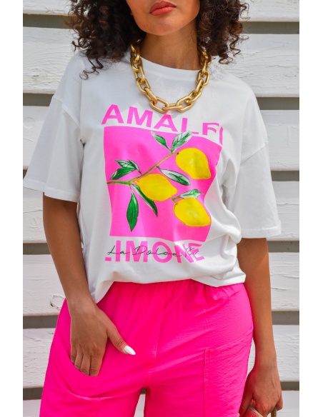 SEASON SARL LIANG CITRON BLANC T-SHIRT MC FEMME