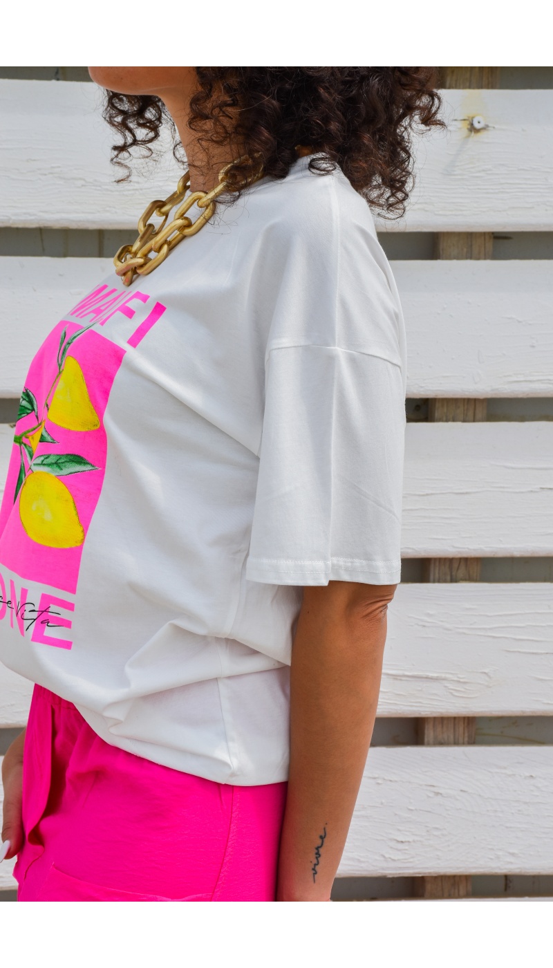 SEASON SARL LIANG CITRON BLANC T-SHIRT MC FEMME