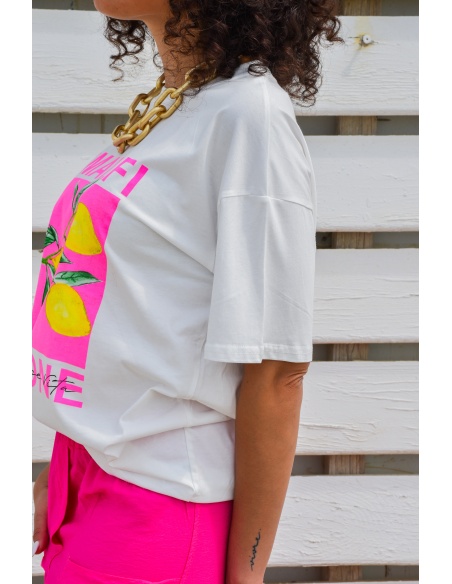 SEASON SARL LIANG CITRON BLANC T-SHIRT MC FEMME