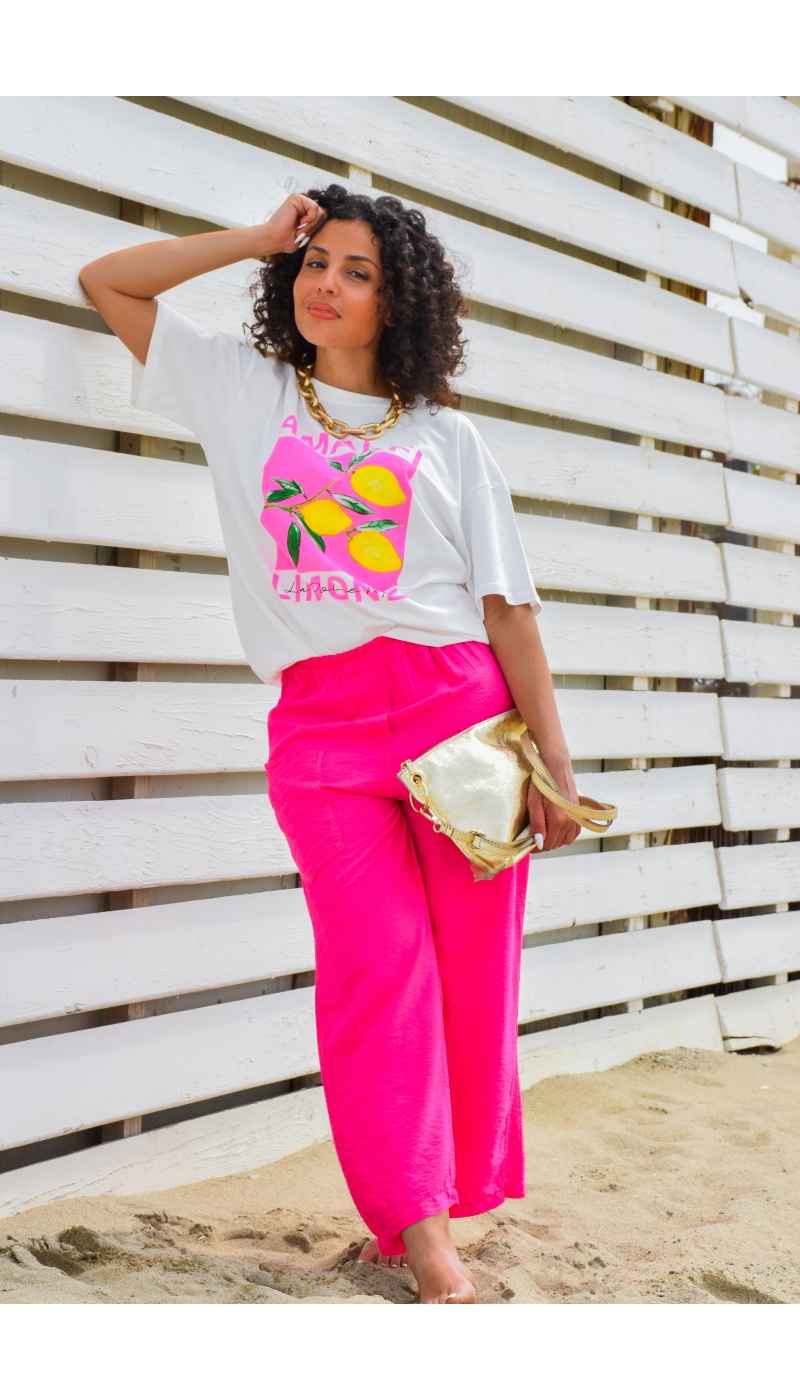 SEASON SARL LIANG CITRON BLANC T-SHIRT MC FEMME