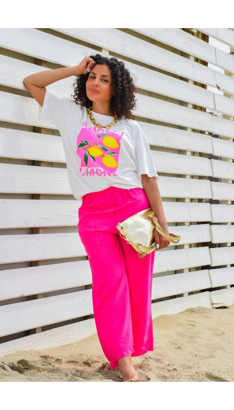 SEASON SARL LIANG CITRON BLANC T-SHIRT MC FEMME