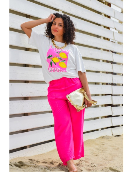 SEASON SARL LIANG CITRON BLANC T-SHIRT MC FEMME