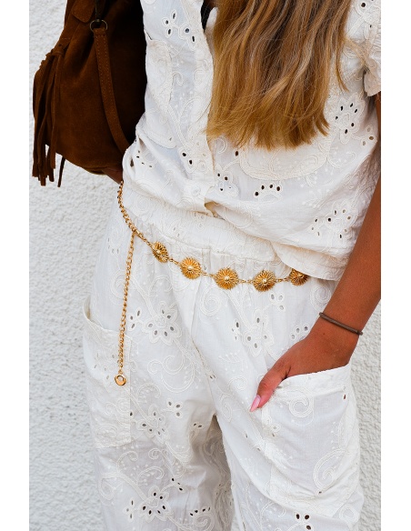 johanna toutoun BRODE ECRU PANTALON FEMME