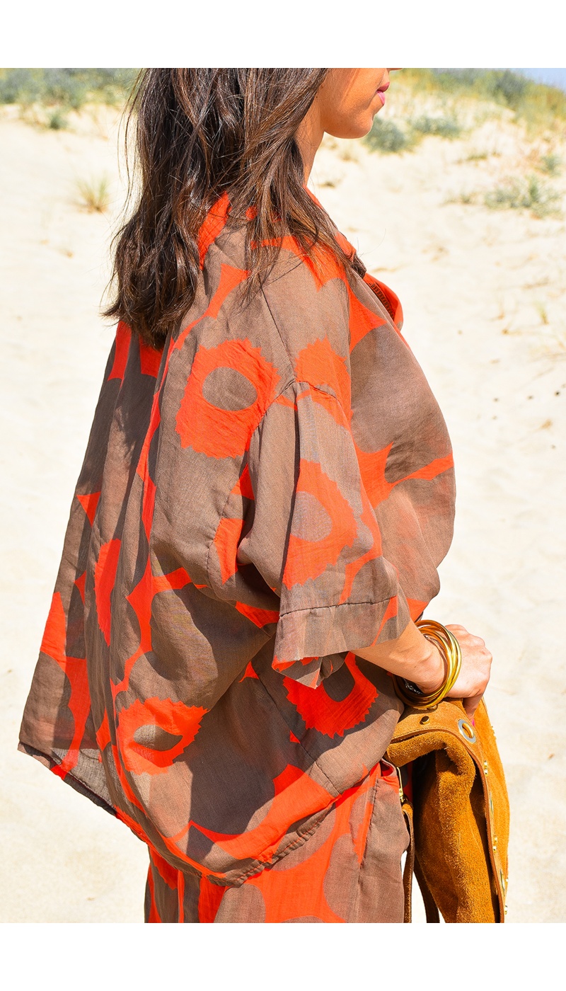 glossy dandz glossy ORANGE MARRON BLOUSE
