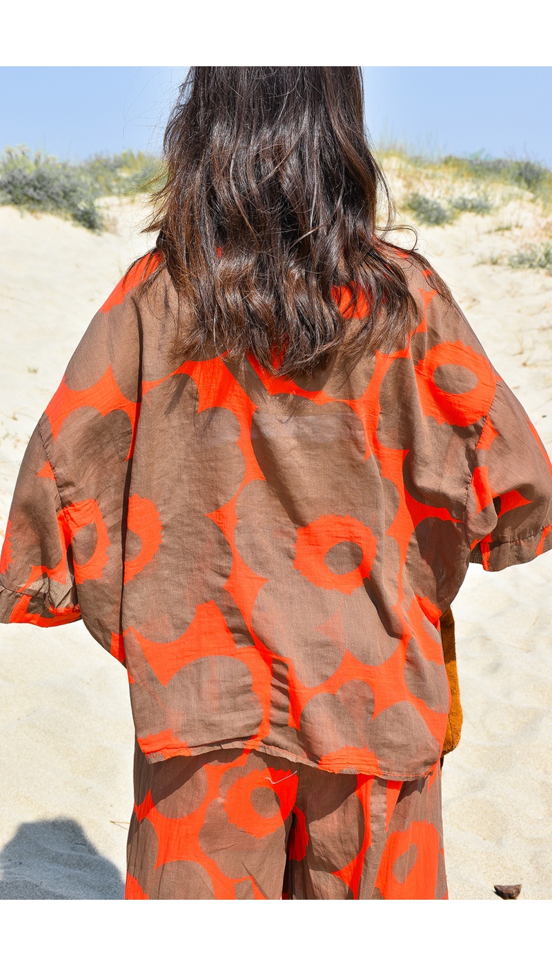 glossy dandz glossy ORANGE MARRON BLOUSE