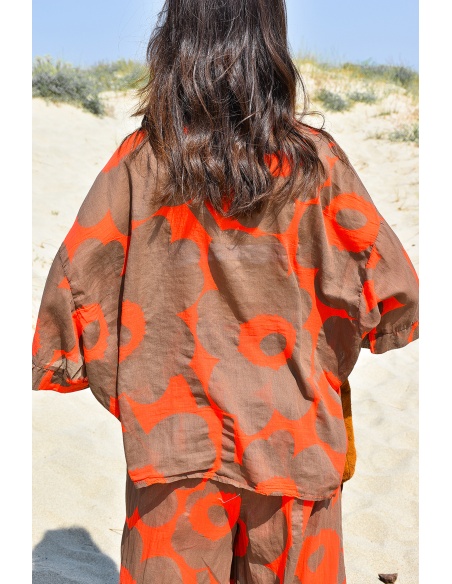 glossy dandz glossy ORANGE MARRON BLOUSE