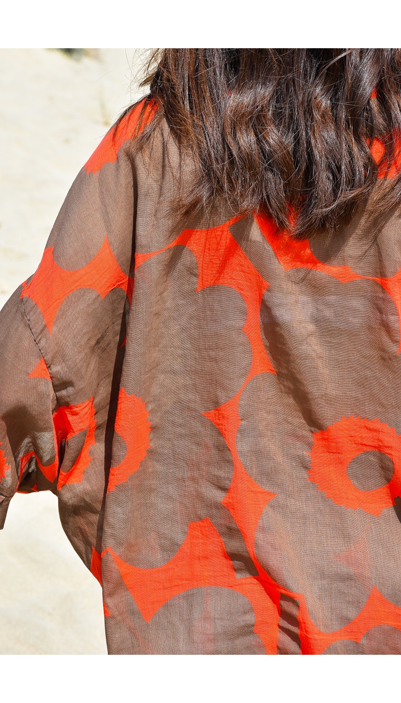 glossy dandz glossy ORANGE MARRON BLOUSE