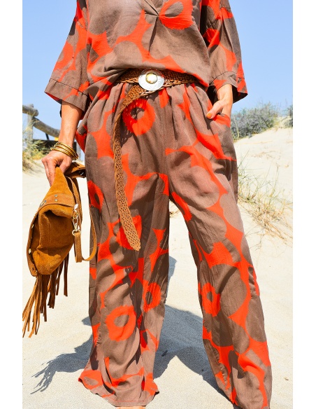 glossy dandz glossy ORANGE MARRON PANTALON FEMME