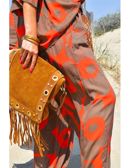 Pantalon Imprimé Orange ADELA
