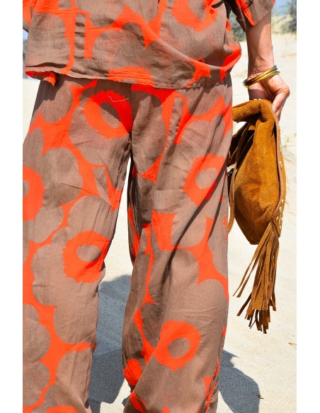 glossy dandz glossy ORANGE MARRON PANTALON FEMME