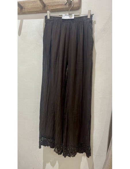 GARCONNE SARL TOPHA MACRAM MARRON PANTALON FEMME