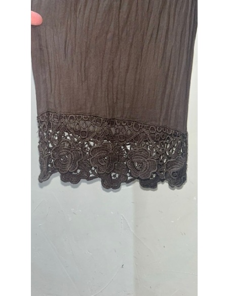 GARCONNE SARL TOPHA MACRAM MARRON PANTALON FEMME