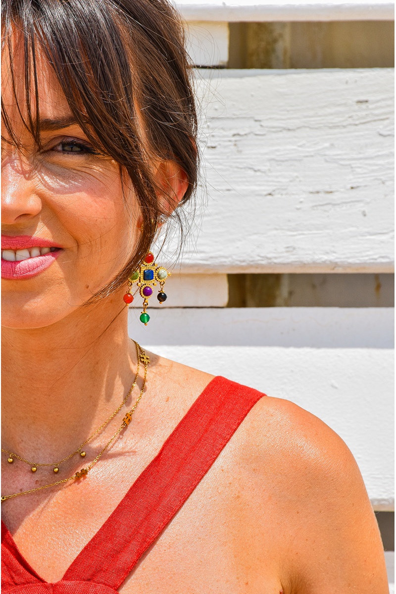 sarl manao bijoux PIERRE MULTIC BOUCLES D'OREILLES