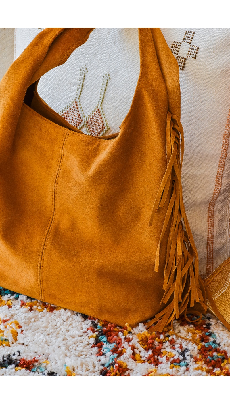 trendy bag FRANGE CAMEL SAC FEMME