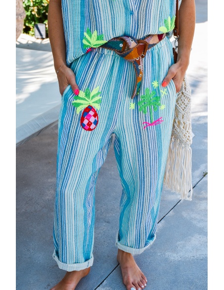 johanna toutoun RAYE TURQUO PANTALON FEMME