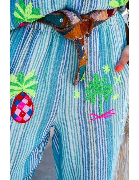 johanna toutoun RAYE TURQUO PANTALON FEMME