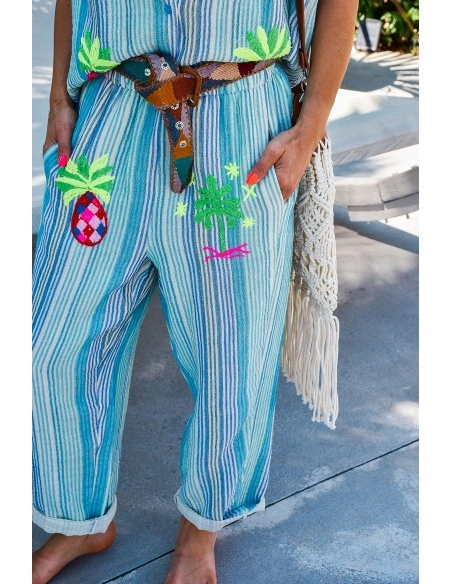 johanna toutoun RAYE TURQUO PANTALON FEMME