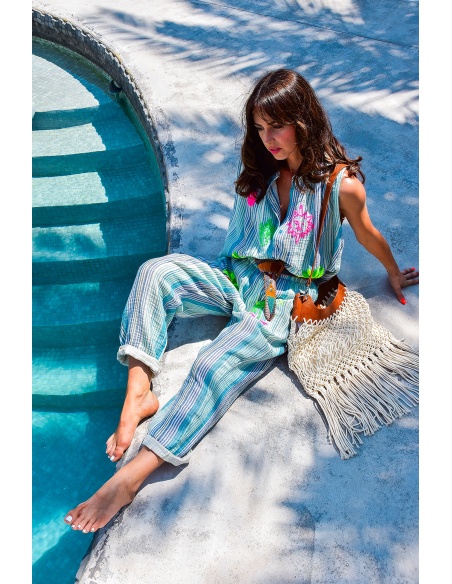 johanna toutoun RAYE TURQUO PANTALON FEMME