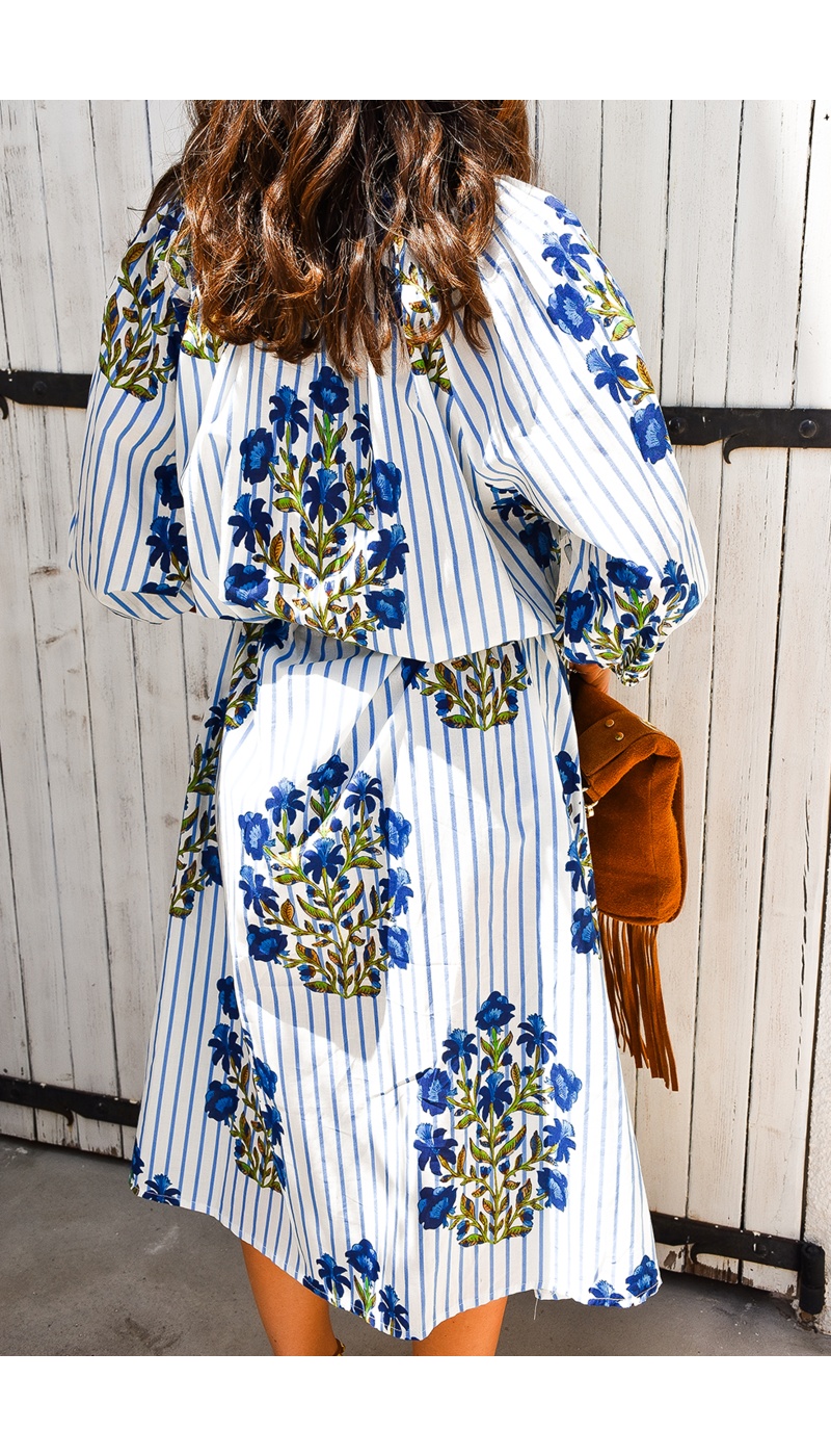 ines moda nan fang bdn FLEURS BLE/BL ROBES FEMME