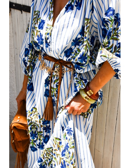 ines moda nan fang bdn FLEURS BLE/BL ROBES FEMME