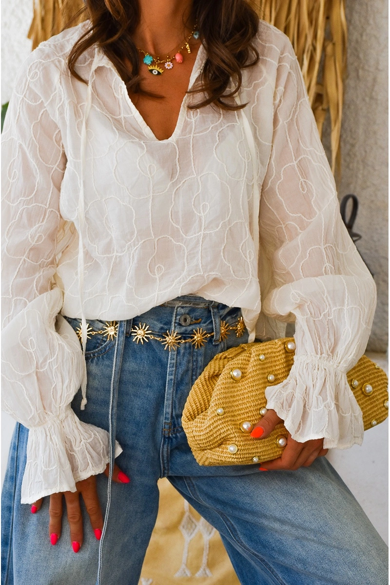 banditas BRODE ECRU BLOUSE 2