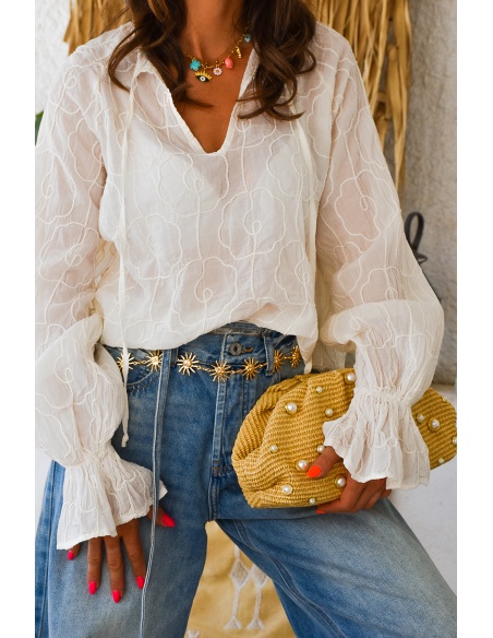 banditas BRODE ECRU BLOUSE
