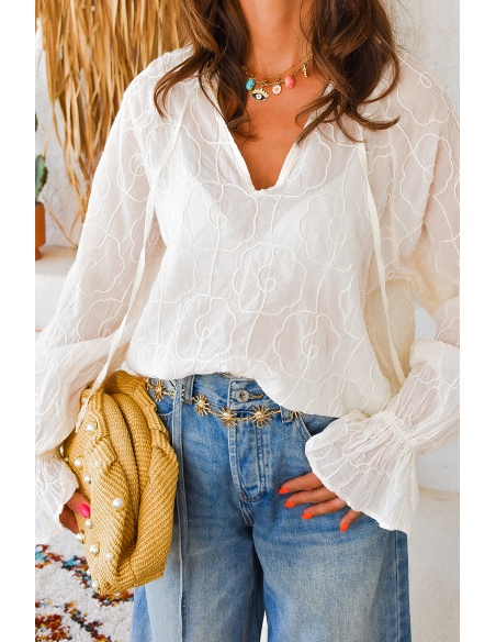 banditas BRODE ECRU BLOUSE