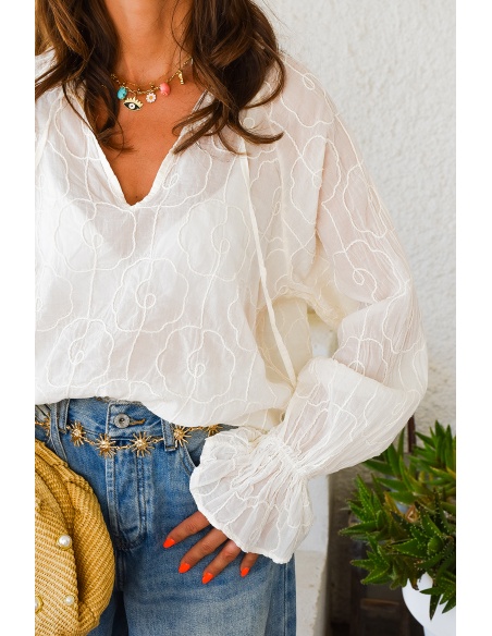 banditas BRODE ECRU BLOUSE