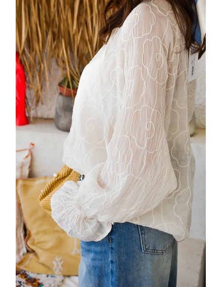 banditas BRODE ECRU BLOUSE