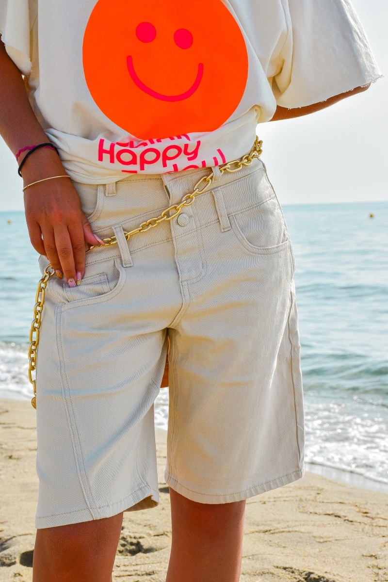 fashion city  BEIGE BERMUDAS FEMME