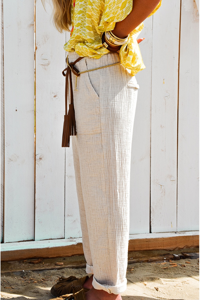 banditas  ECRU PANTALON FEMME 2