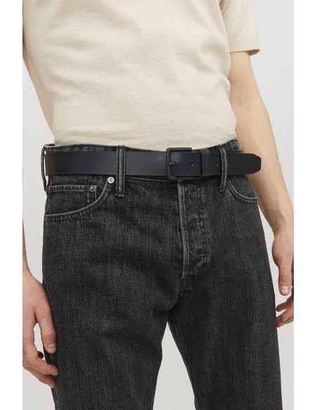JACKandJONES LEATHE BLACK CEINTURES